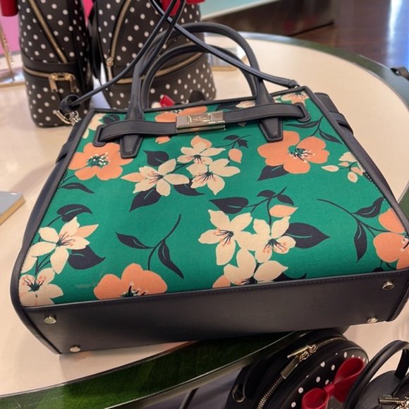 kate spade Bags Kate Spade Lucia Lily Blooms Medium Satchel Green